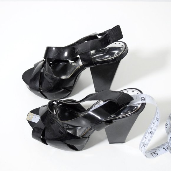 BCBG Enrik Black Patent Chunky Platform High Heels | Size 5 - Picture 11 of 12